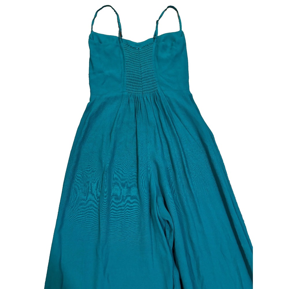 Reformation green jumpsuit womens' size 2 ruched back‎ wide legs viscose - Picture 4 of 10